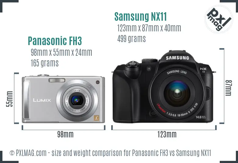 Panasonic FH3 vs Samsung NX11 size comparison