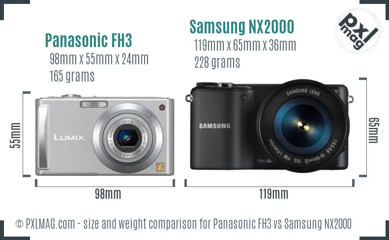 Panasonic FH3 vs Samsung NX2000 size comparison