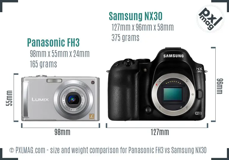 Panasonic FH3 vs Samsung NX30 size comparison