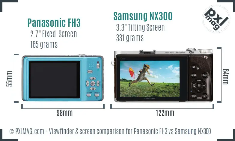Panasonic FH3 vs Samsung NX300 Screen and Viewfinder comparison Panasonic FH3 vs Samsung NX300 Screen and Viewfinder comparison