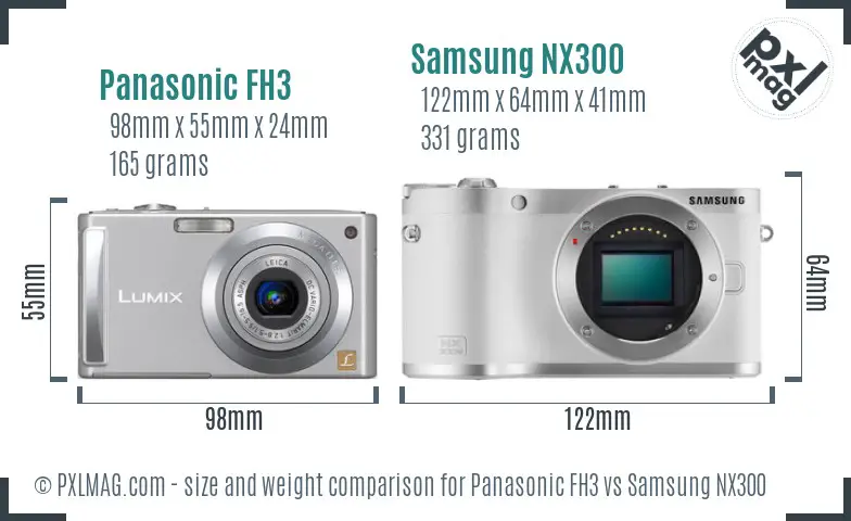 Panasonic FH3 vs Samsung NX300 size comparison Panasonic FH3 vs Samsung NX300 size comparison