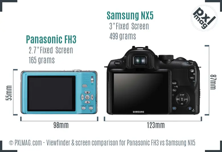 Panasonic FH3 vs Samsung NX5 Screen and Viewfinder comparison