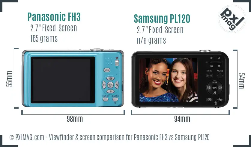 Panasonic FH3 vs Samsung PL120 Screen and Viewfinder comparison Panasonic FH3 vs Samsung PL120 Screen and Viewfinder comparison