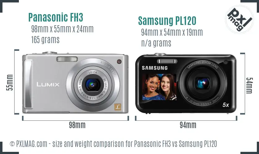 Panasonic FH3 vs Samsung PL120 size comparison Panasonic FH3 vs Samsung PL120 size comparison