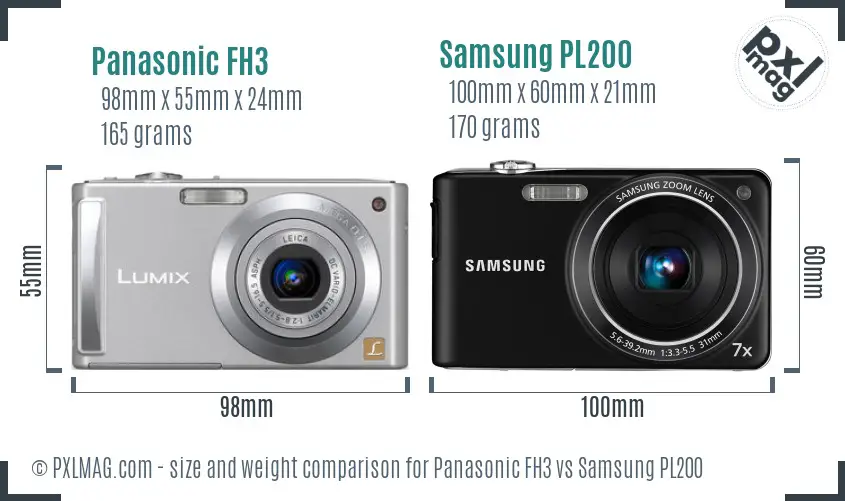 Panasonic FH3 vs Samsung PL200 size comparison