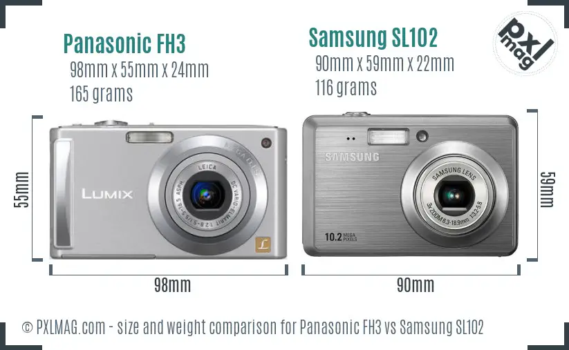 Panasonic FH3 vs Samsung SL102 size comparison Panasonic FH3 vs Samsung SL102 size comparison