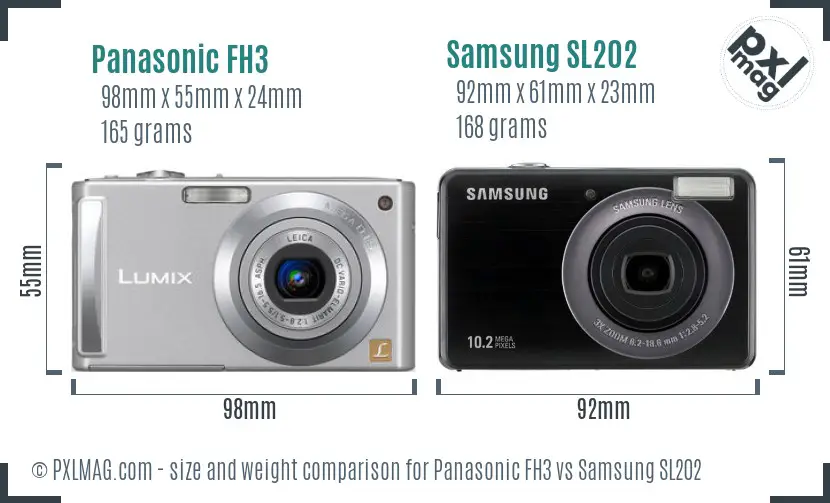 Panasonic FH3 vs Samsung SL202 size comparison Panasonic FH3 vs Samsung SL202 size comparison