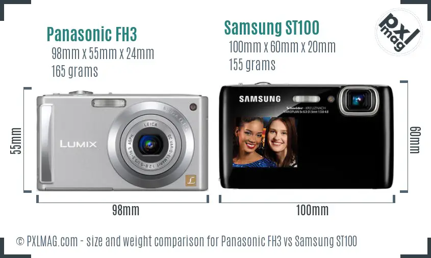 Panasonic FH3 vs Samsung ST100 size comparison