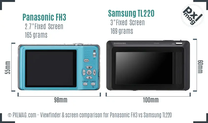 Panasonic FH3 vs Samsung TL220 Screen and Viewfinder comparison Panasonic FH3 vs Samsung TL220 Screen and Viewfinder comparison