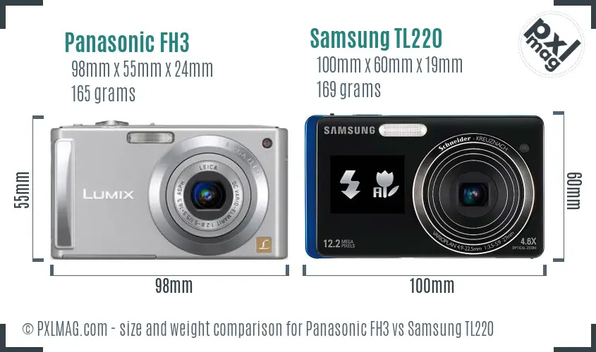 Panasonic FH3 vs Samsung TL220 size comparison Panasonic FH3 vs Samsung TL220 size comparison