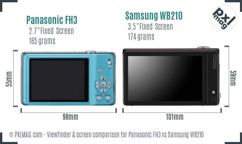 Panasonic FH3 vs Samsung WB210 Screen and Viewfinder comparison Panasonic FH3 vs Samsung WB210 Screen and Viewfinder comparison