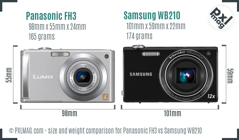 Panasonic FH3 vs Samsung WB210 size comparison Panasonic FH3 vs Samsung WB210 size comparison