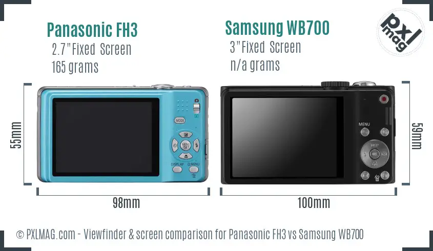 Panasonic FH3 vs Samsung WB700 Screen and Viewfinder comparison