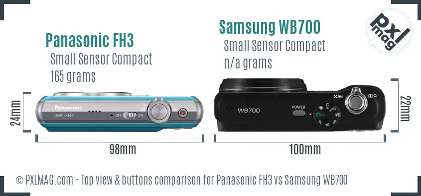 Panasonic FH3 vs Samsung WB700 top view buttons comparison