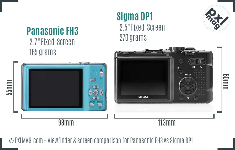 Panasonic FH3 vs Sigma DP1 Screen and Viewfinder comparison