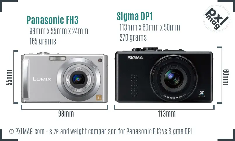 Panasonic FH3 vs Sigma DP1 size comparison