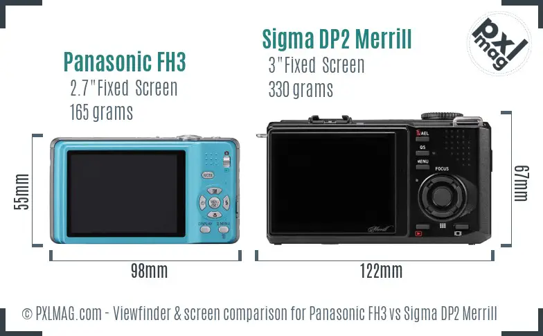 Panasonic FH3 vs Sigma DP2 Merrill Screen and Viewfinder comparison