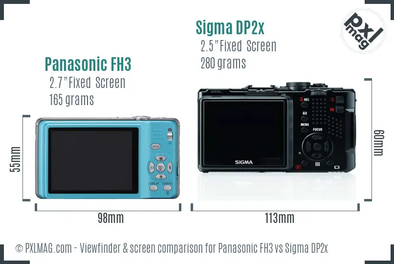Panasonic FH3 vs Sigma DP2x Screen and Viewfinder comparison