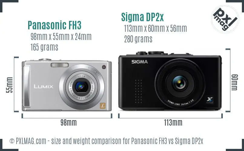 Panasonic FH3 vs Sigma DP2x size comparison Panasonic FH3 vs Sigma DP2x size comparison