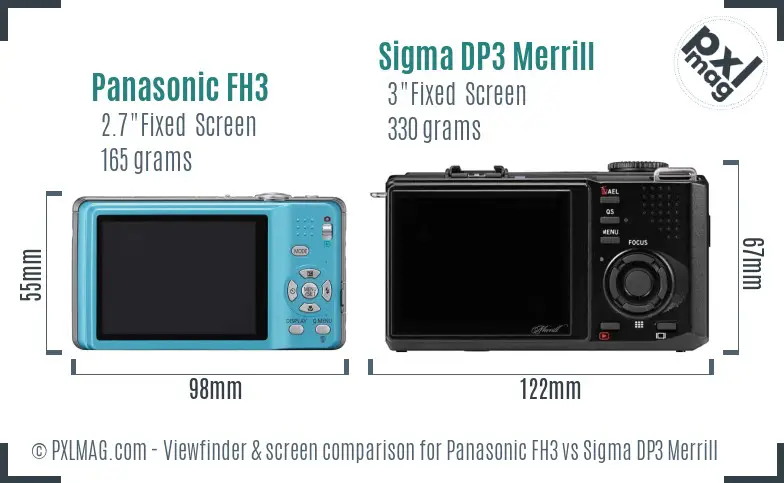 Panasonic FH3 vs Sigma DP3 Merrill Screen and Viewfinder comparison