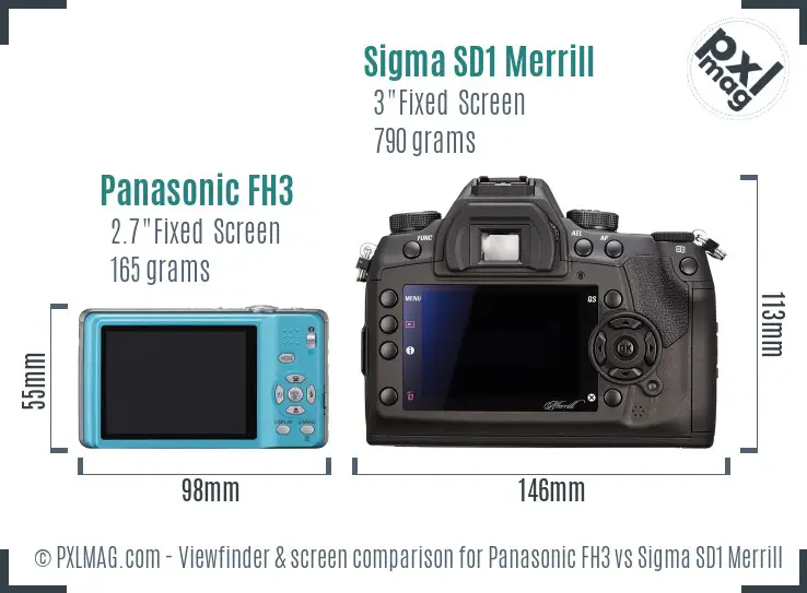 Panasonic FH3 vs Sigma SD1 Merrill Screen and Viewfinder comparison