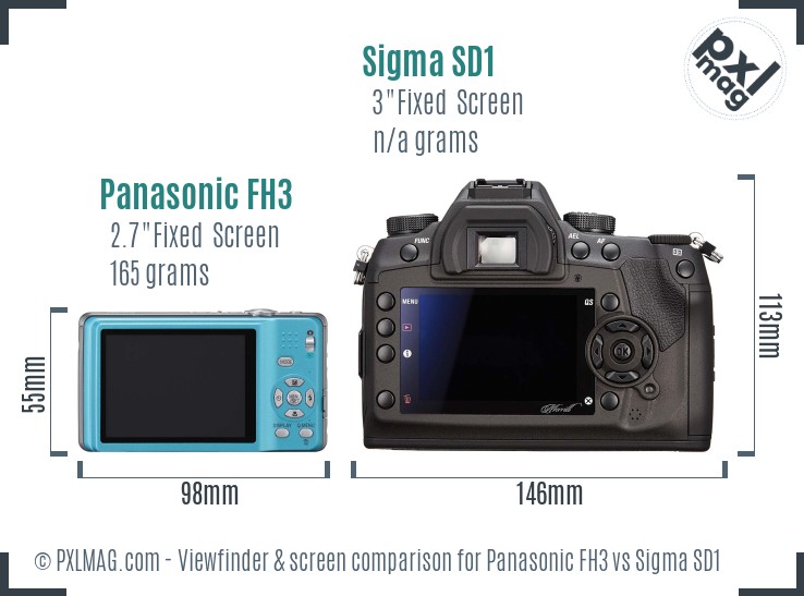 Panasonic FH3 vs Sigma SD1 Screen and Viewfinder comparison