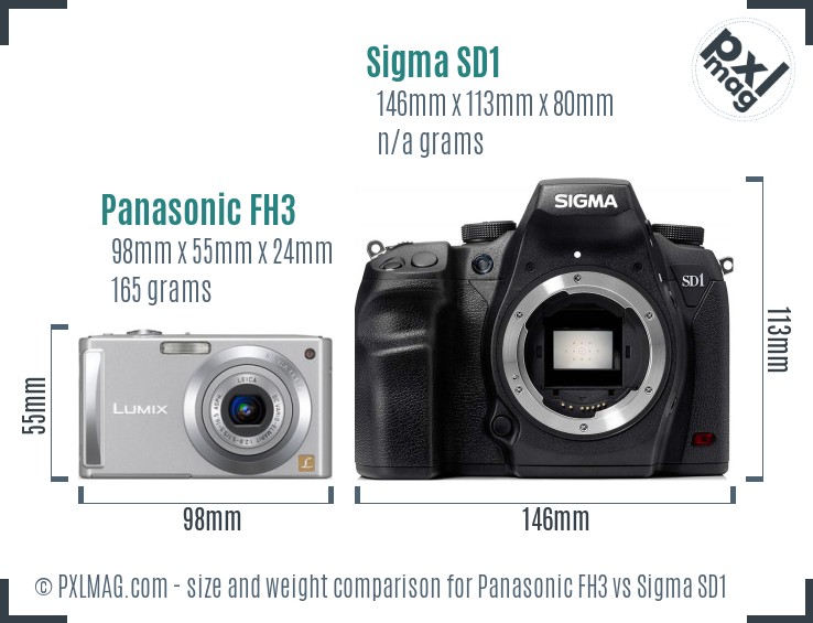 Panasonic FH3 vs Sigma SD1 size comparison Panasonic FH3 vs Sigma SD1 size comparison