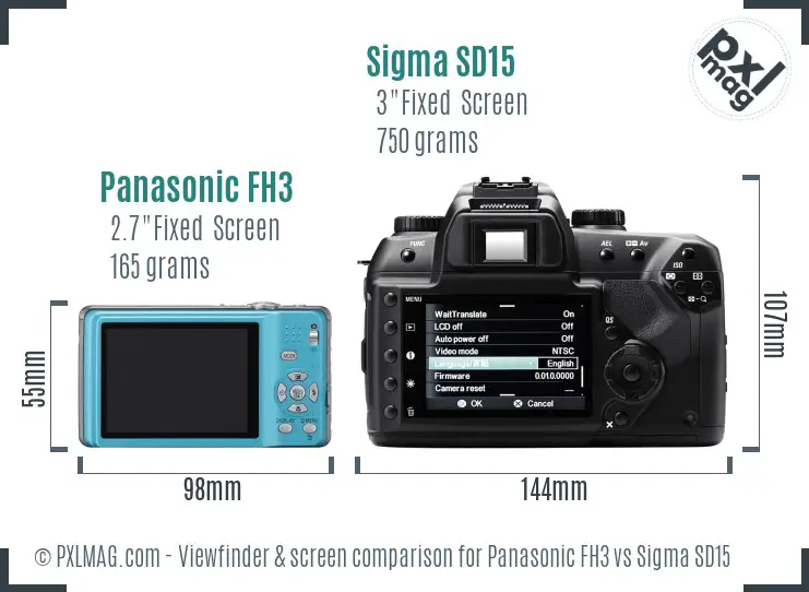 Panasonic FH3 vs Sigma SD15 Screen and Viewfinder comparison