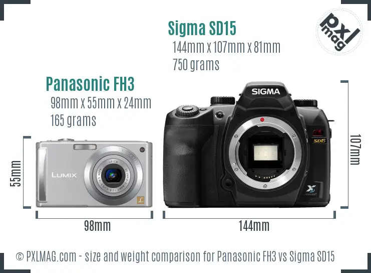 Panasonic FH3 vs Sigma SD15 size comparison