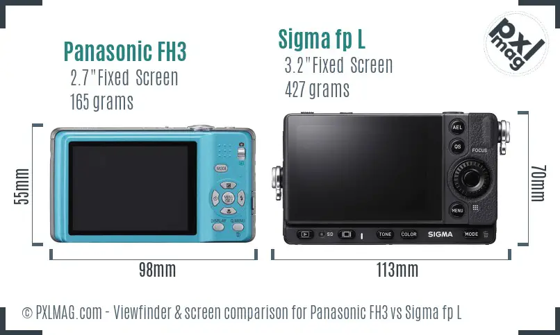 Panasonic FH3 vs Sigma fp L Screen and Viewfinder comparison