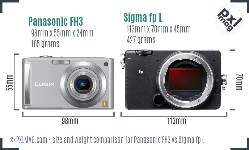 Panasonic FH3 vs Sigma fp L size comparison