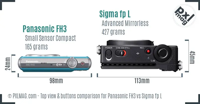Panasonic FH3 vs Sigma fp L top view buttons comparison