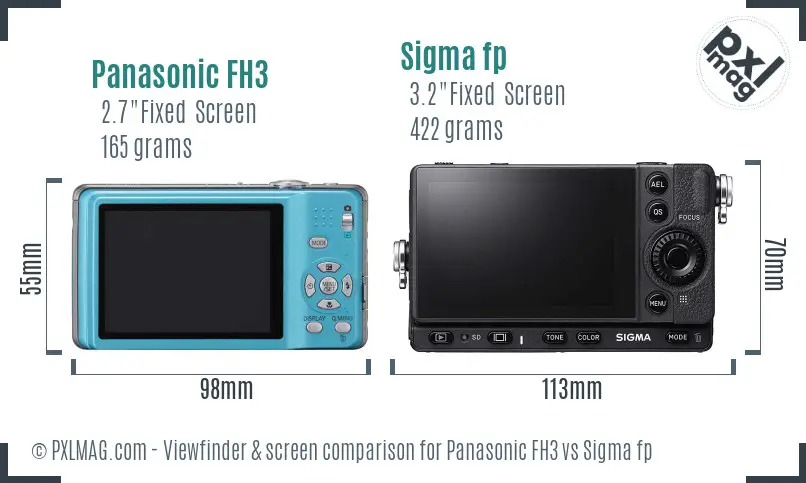 Panasonic FH3 vs Sigma fp Screen and Viewfinder comparison