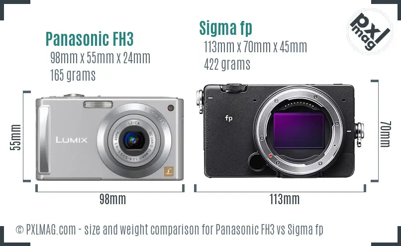 Panasonic FH3 vs Sigma fp size comparison