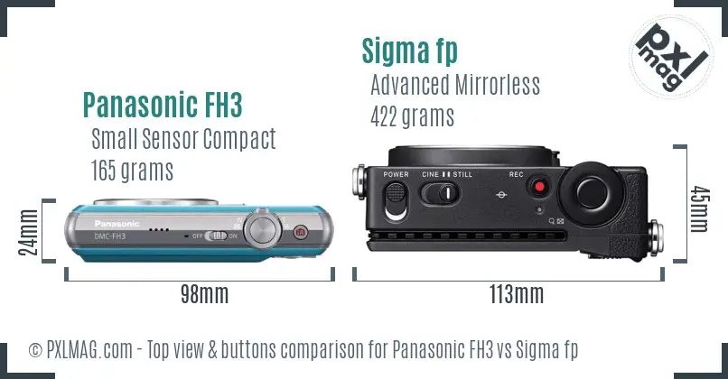 Panasonic FH3 vs Sigma fp top view buttons comparison