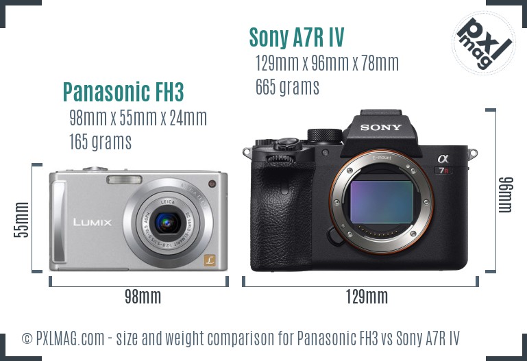 Panasonic FH3 vs Sony A7R IV size comparison
