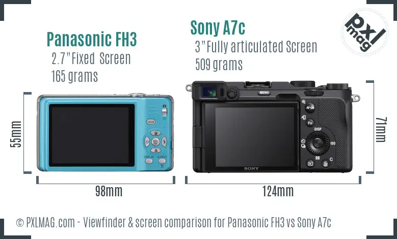 Panasonic FH3 vs Sony A7c Screen and Viewfinder comparison