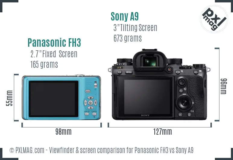 Panasonic FH3 vs Sony A9 Screen and Viewfinder comparison