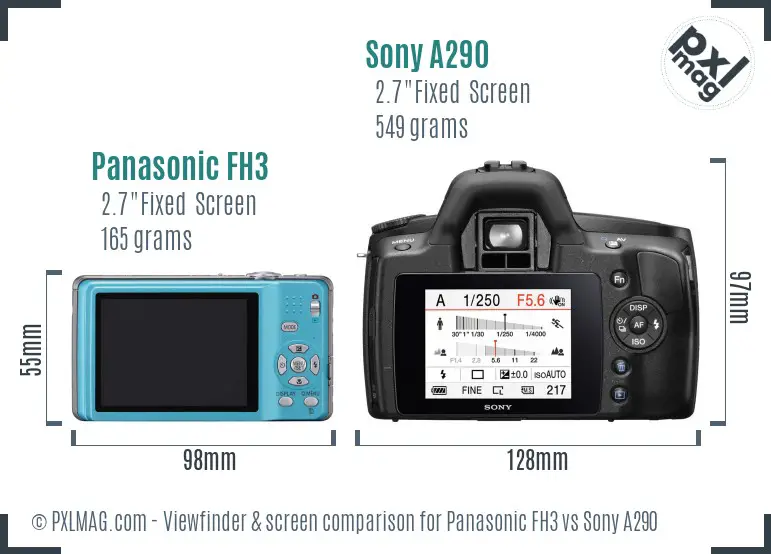 Panasonic FH3 vs Sony A290 Screen and Viewfinder comparison