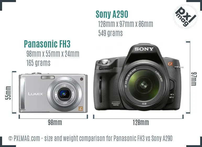 Panasonic FH3 vs Sony A290 size comparison