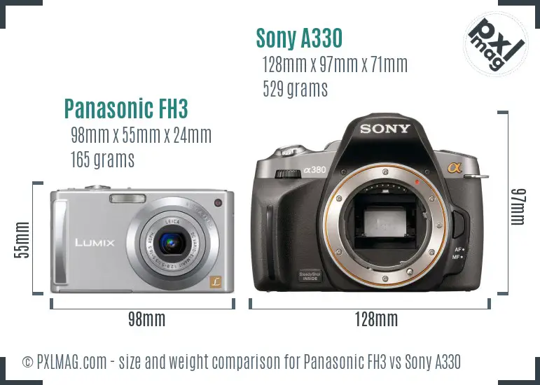 Panasonic FH3 vs Sony A330 size comparison