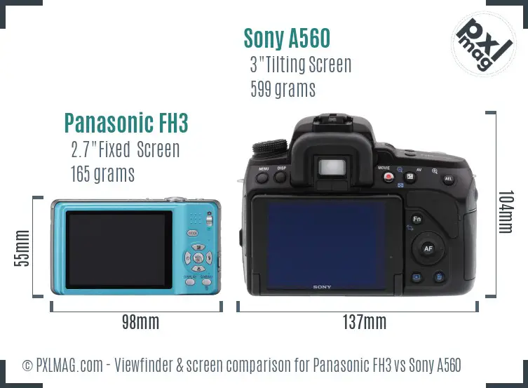 Panasonic FH3 vs Sony A560 Screen and Viewfinder comparison