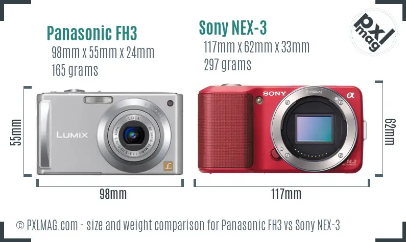 Panasonic FH3 vs Sony NEX-3 size comparison