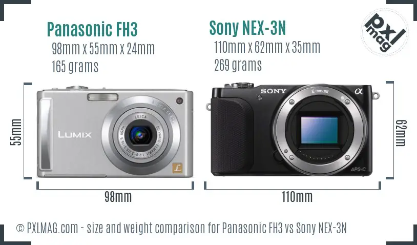 Panasonic FH3 vs Sony NEX-3N size comparison