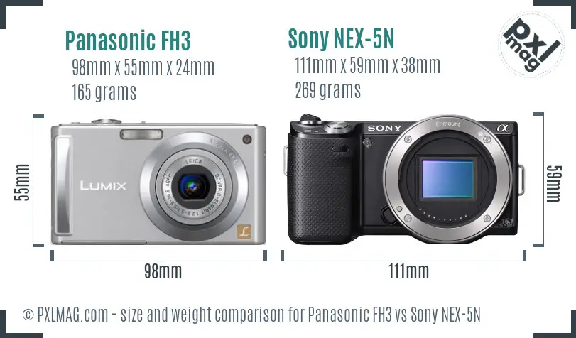 Panasonic FH3 vs Sony NEX-5N size comparison