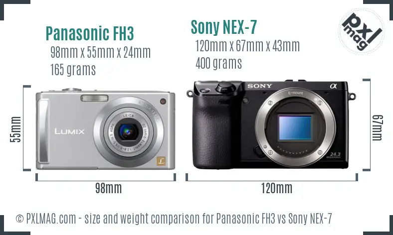 Panasonic FH3 vs Sony NEX-7 size comparison