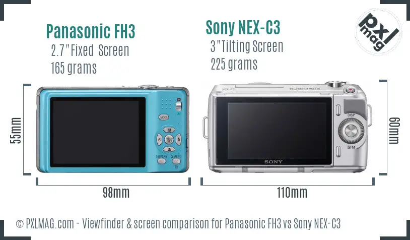 Panasonic FH3 vs Sony NEX-C3 Screen and Viewfinder comparison