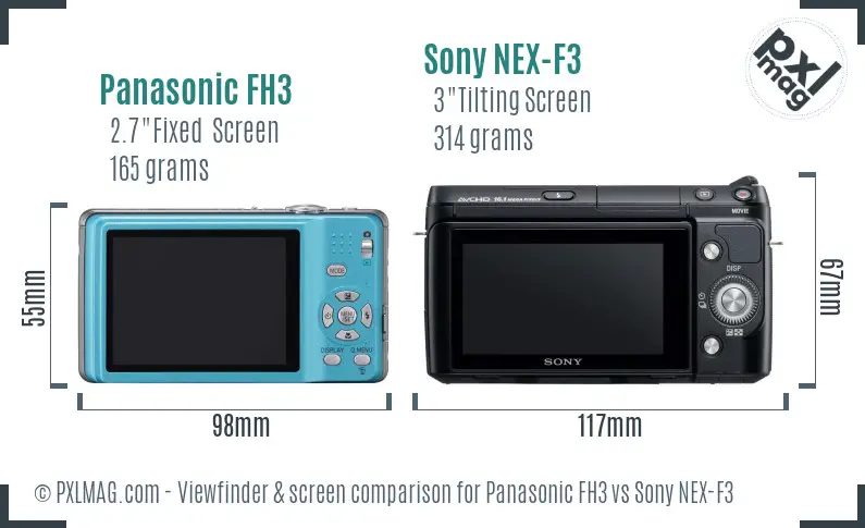 Panasonic FH3 vs Sony NEX-F3 Screen and Viewfinder comparison