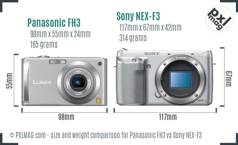 Panasonic FH3 vs Sony NEX-F3 size comparison