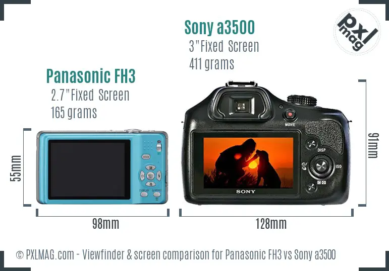Panasonic FH3 vs Sony a3500 Screen and Viewfinder comparison